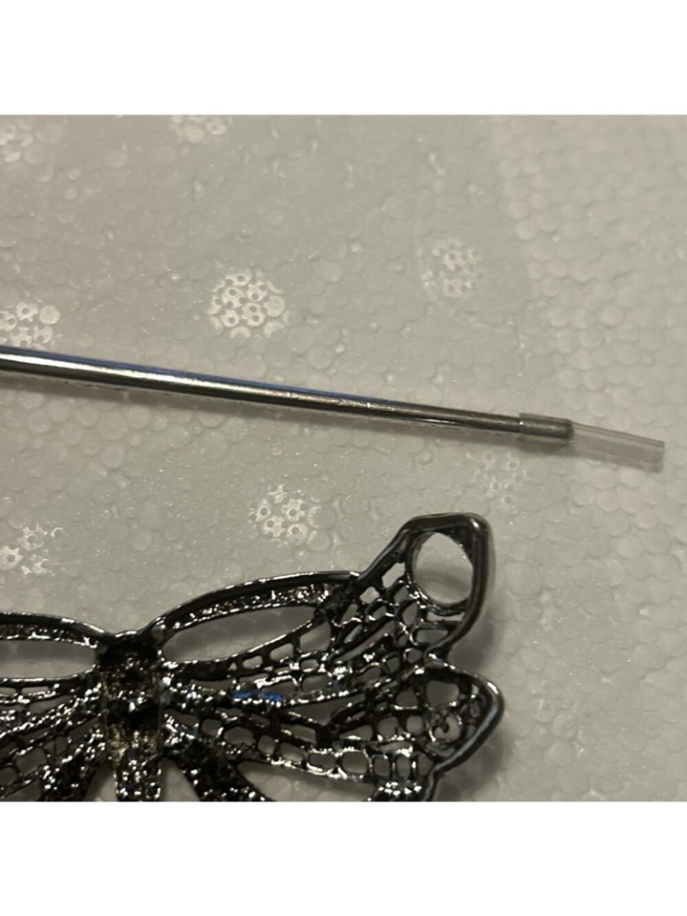 Dragon Fly Hair Pin Silver Tone Approximately 3” W/ Pin Holder - Picture 9 of 11